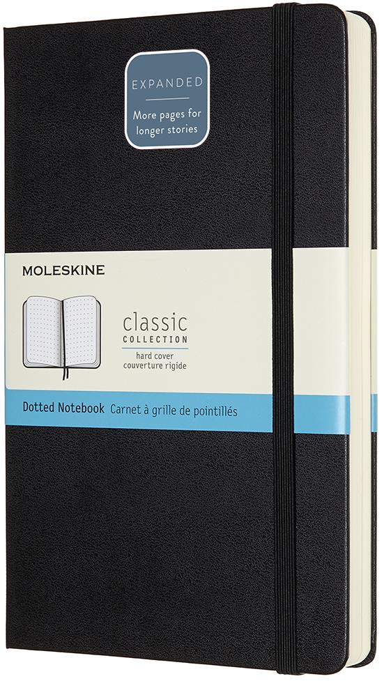 MOLESKINE L expanded, tvrdé dosky, bodkovaný, čierny