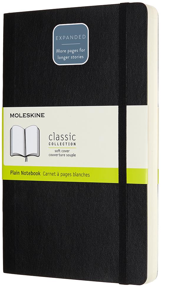 MOLESKINE L expanded, mäkké dosky, čistý, čierny