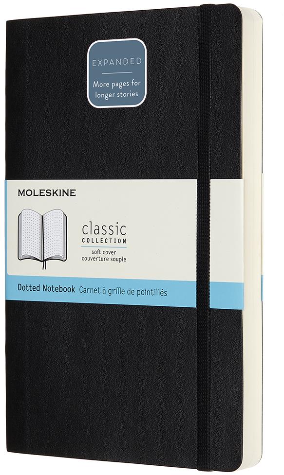 MOLESKINE L expanded, mäkké dosky, bodkovaný, čierny