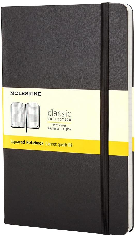 MOLESKINE L, tvrdé dosky, štvorčekový, čierny