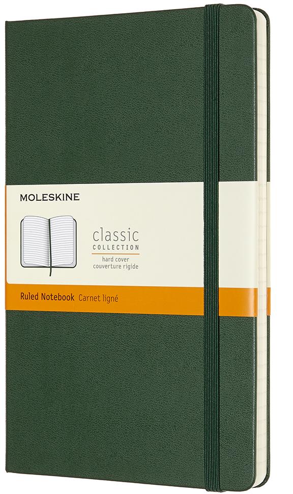 MOLESKINE L, tvrdé dosky, linkovaný, zelený