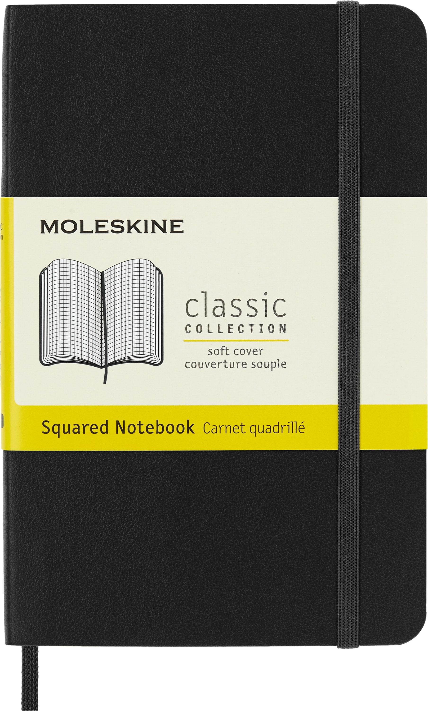 MOLESKINE S, mäkké dosky, štvorčekový, čierny