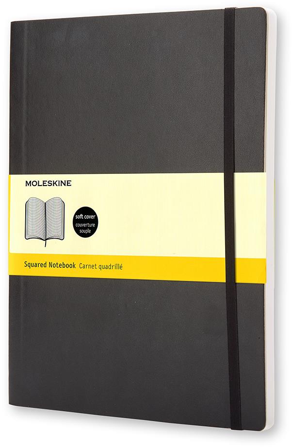 MOLESKINE XL, mäkké dosky, štvorčekovaný, čierny
