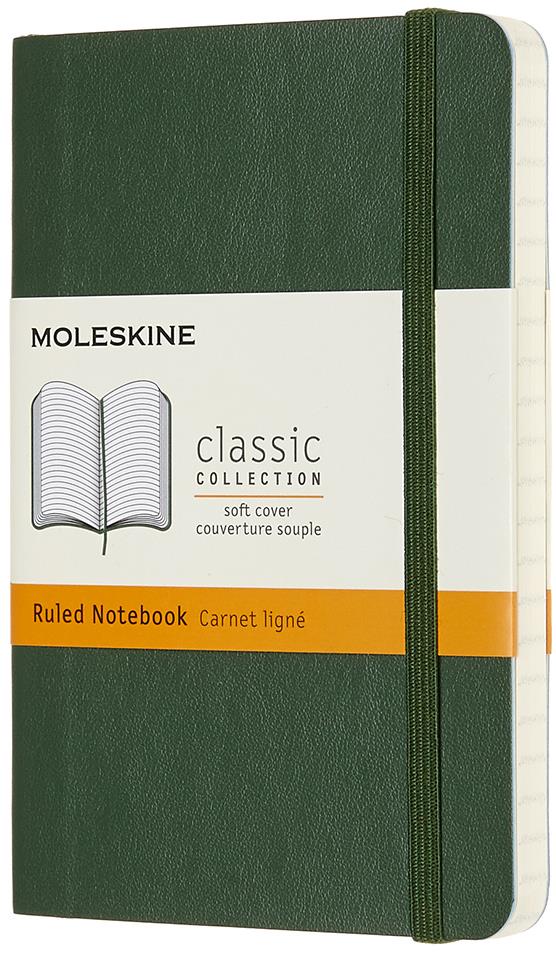 MOLESKINE S, mäkké dosky, linkovaný, zelený