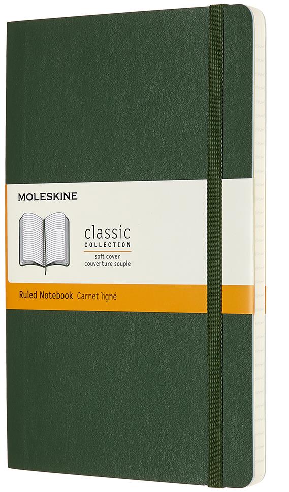 MOLESKINE L, mäkké dosky, linkovaný, zelený