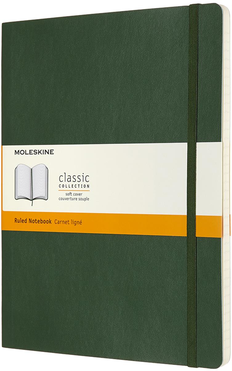 MOLESKINE XL, mäkké dosky, linkovaný, zelený