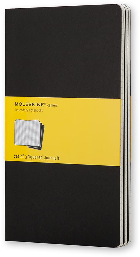 MOLESKINE S, štvorčekový, čierny – balenie 3 ks