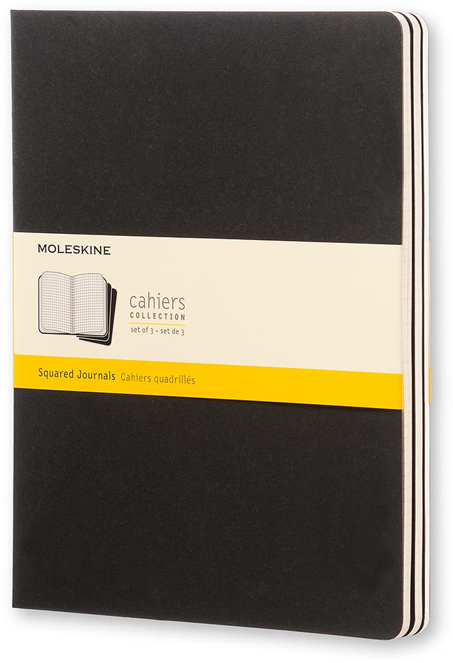 MOLESKINE XL, štvorčekový, čierny – balenie 3 ks