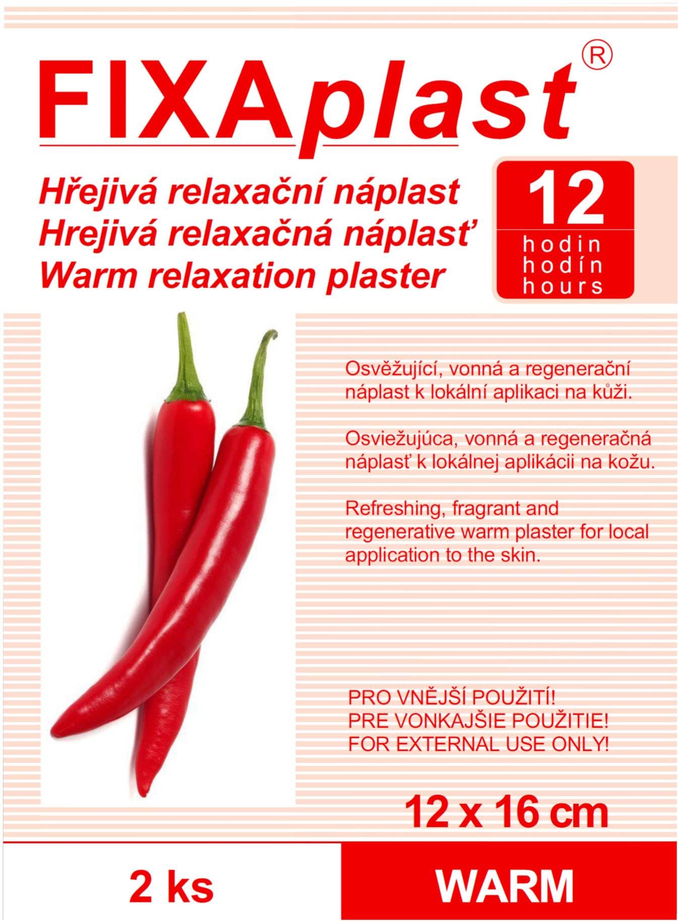 FIXAPLAST, náplasť WARM hrejivá, 12 × 16 cm, 2 ks