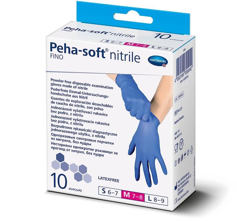 PEHA-SOFT gumené bezlatexové spevnené rukavice L 10 ks
