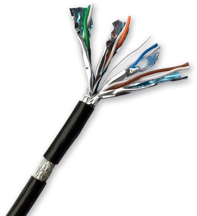 Datacom S/FTP drôt CAT7 PE, Fca 10 m, plášť čierny Outdoor