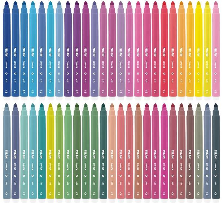 MILAN 06CT50 Conic Tip Fibrepen – súprava 50 farieb