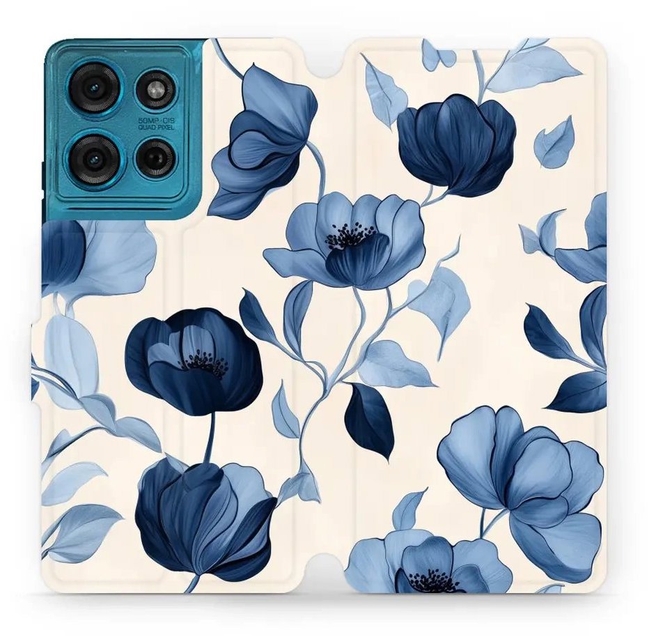 Mobiwear flip knižkové pre Motorola Moto G75 5G - Modré kvety