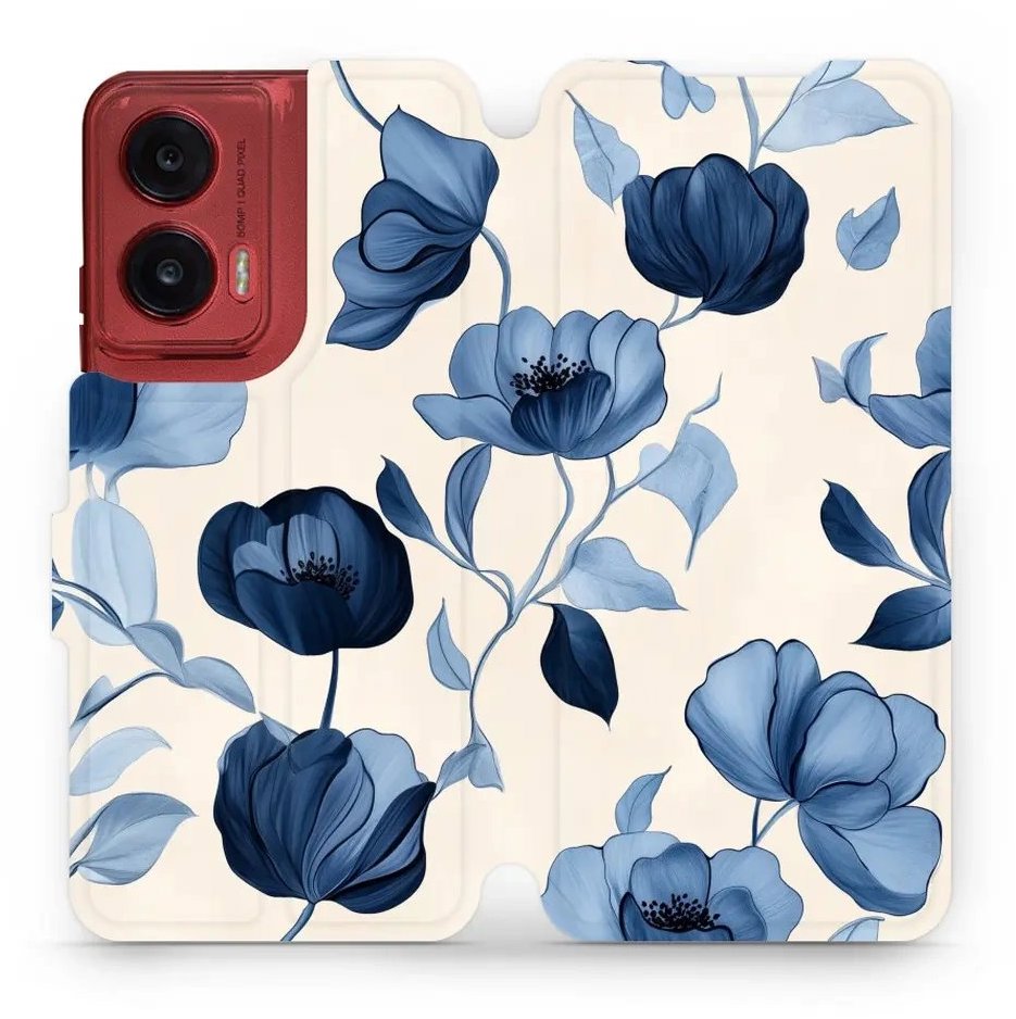 Mobiwear flip knižkové pre Motorola Moto G35 - Modré kvety