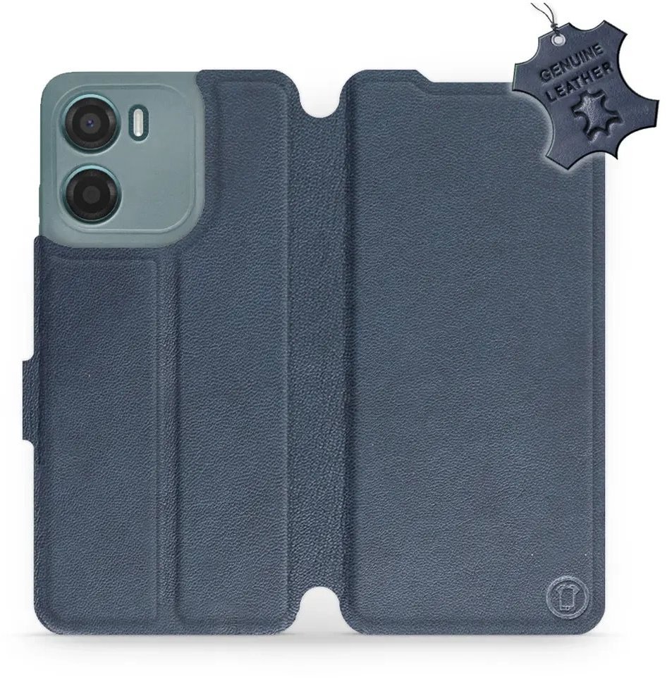 Mobiwear Kožené flip knižkové pre Motorola Moto E15 - Modré