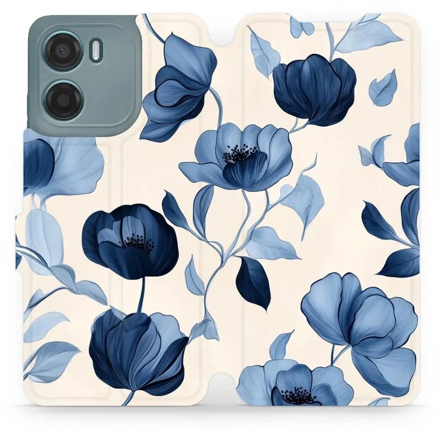 Mobiwear flip knižkové pre Motorola Moto G05 - Modré kvety