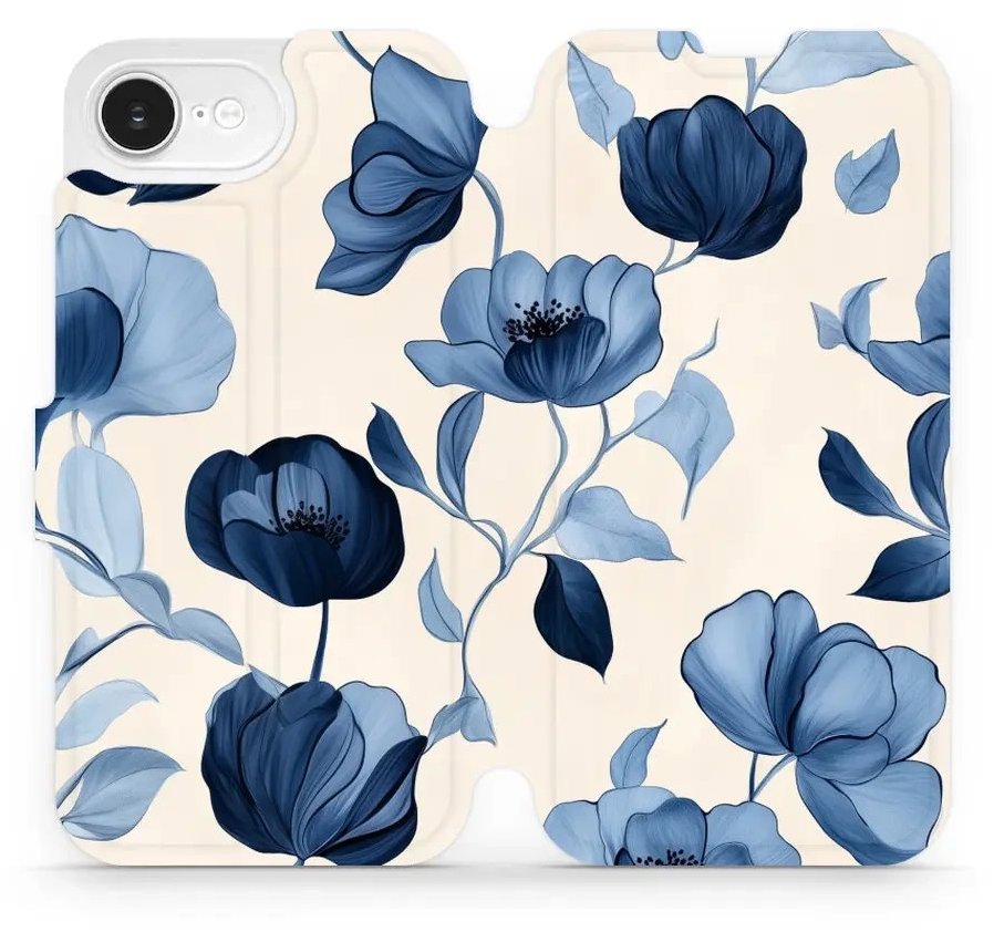 Mobiwear flip knižkové pre Apple iPhone 16e / 17e - Modré kvety