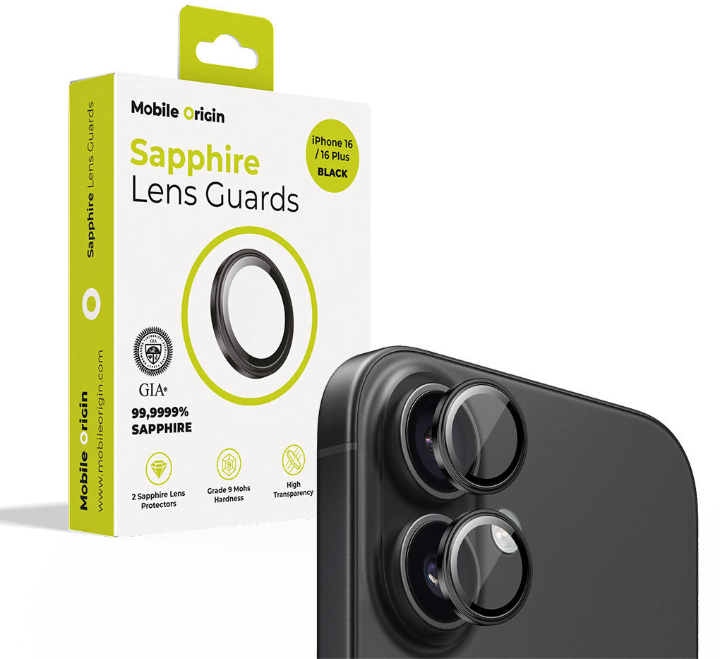 Mobile Origin Sapphire Lens guards, black – iPhone 16/16 Plus