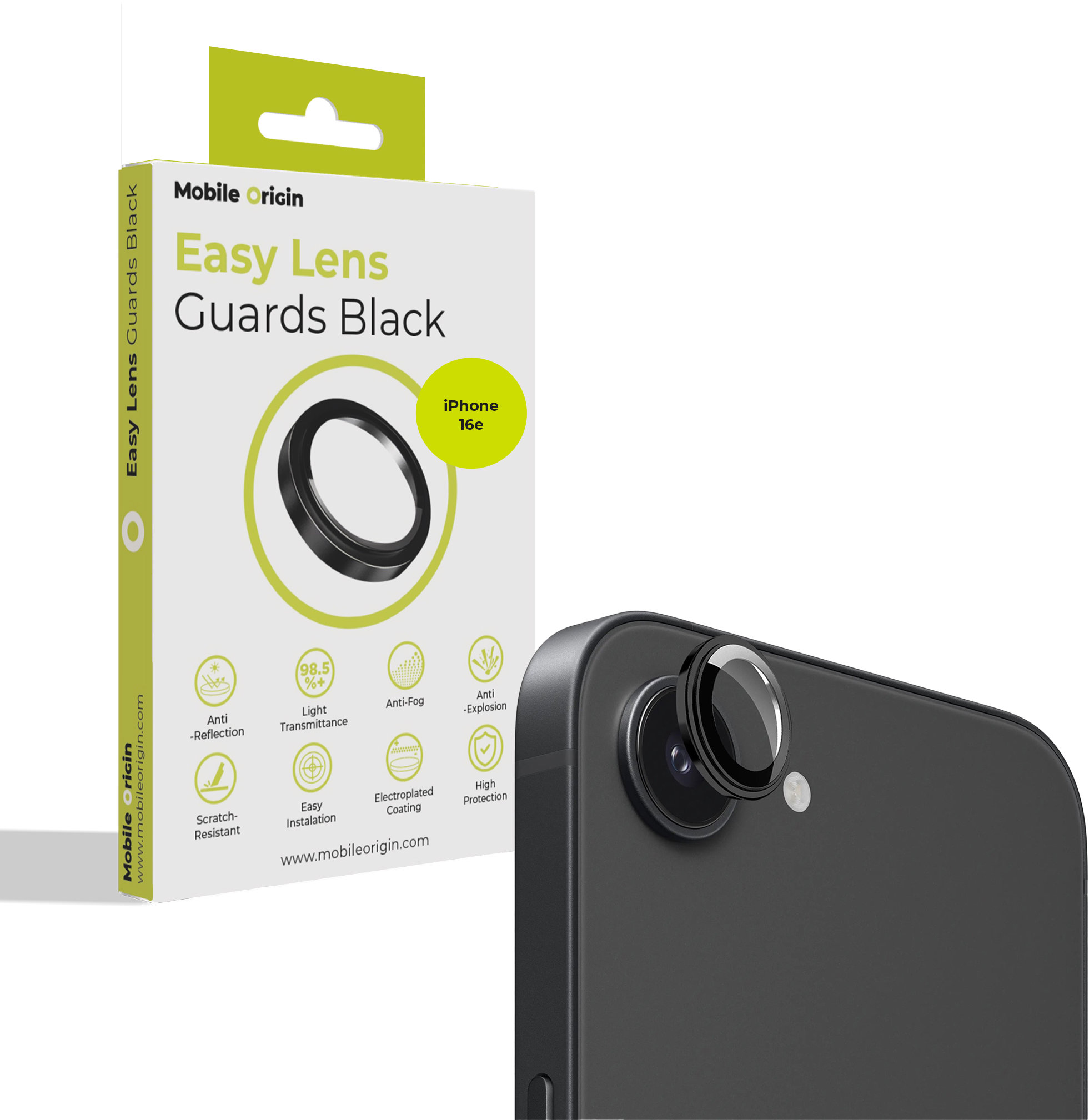 Mobile Origin Easy Lens Guards Black iPhone 17e/16e