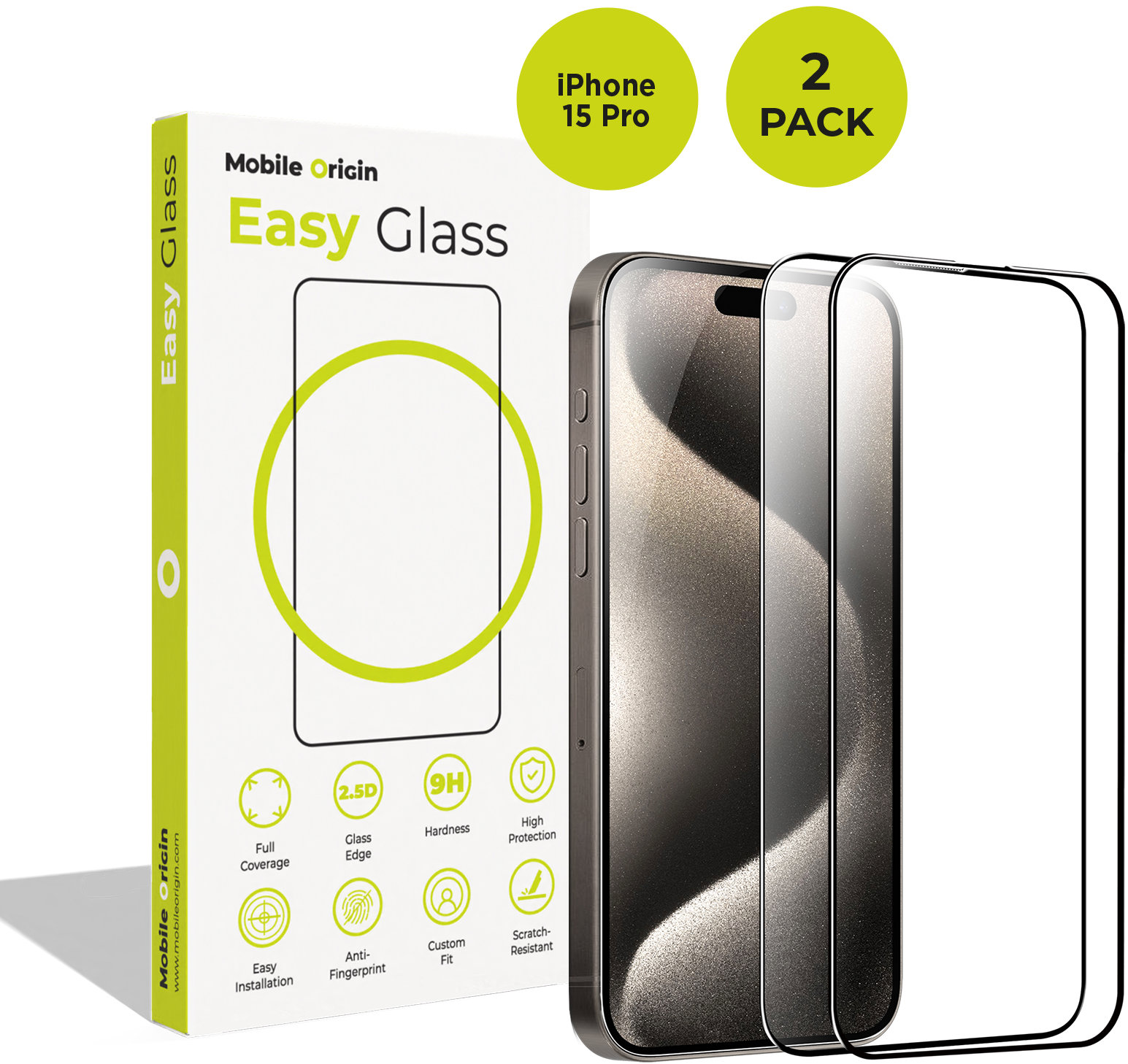 Mobile Origin EasyGlass iPhone 15 Pro 2 pack