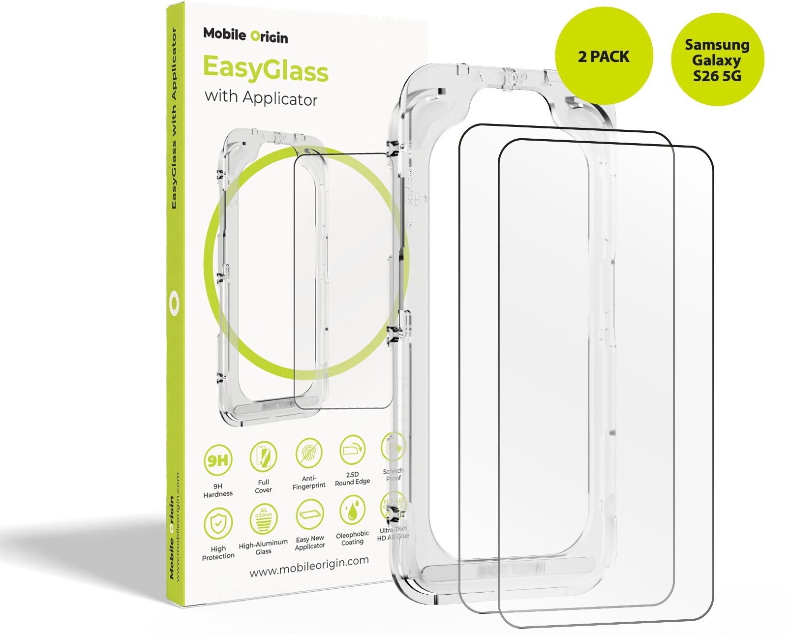 Mobile Origin EasyGlass Ochranné sklo s aplikátorom Samsung Galaxy S26 5G, 2 ks