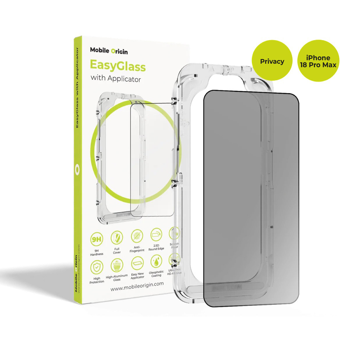 Mobile Origin EasyGlass Privacy With Applicator iPhone 18 Pro Max