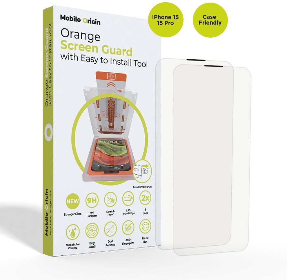 Mobile Origin Orange Screen Guard iPhone 15 Pro/15 2 ks s aplikátorom