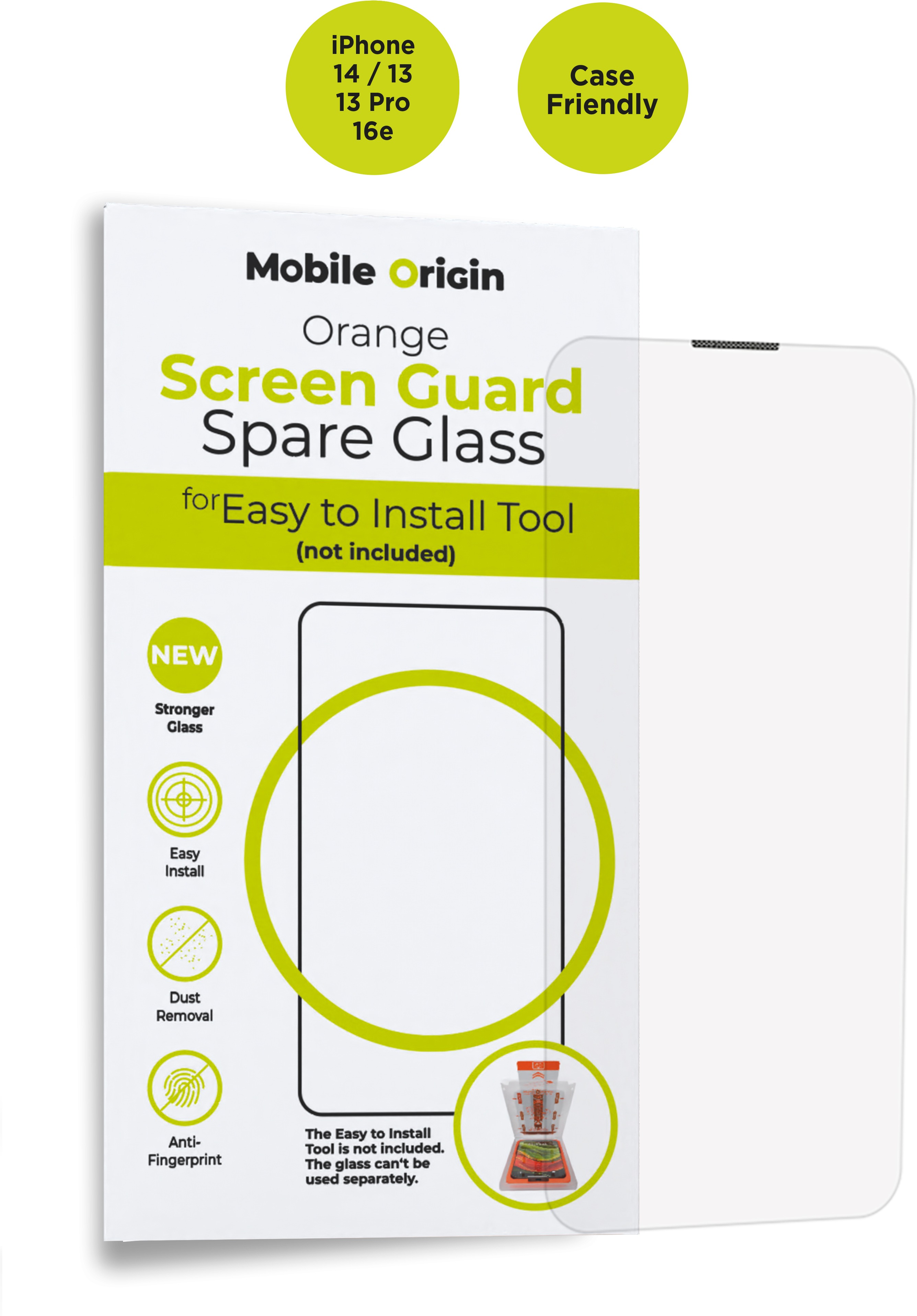 Mobile Origin Orange Screen Guard Spare Glass iPhone 17e/16e/14/13 Pro/13