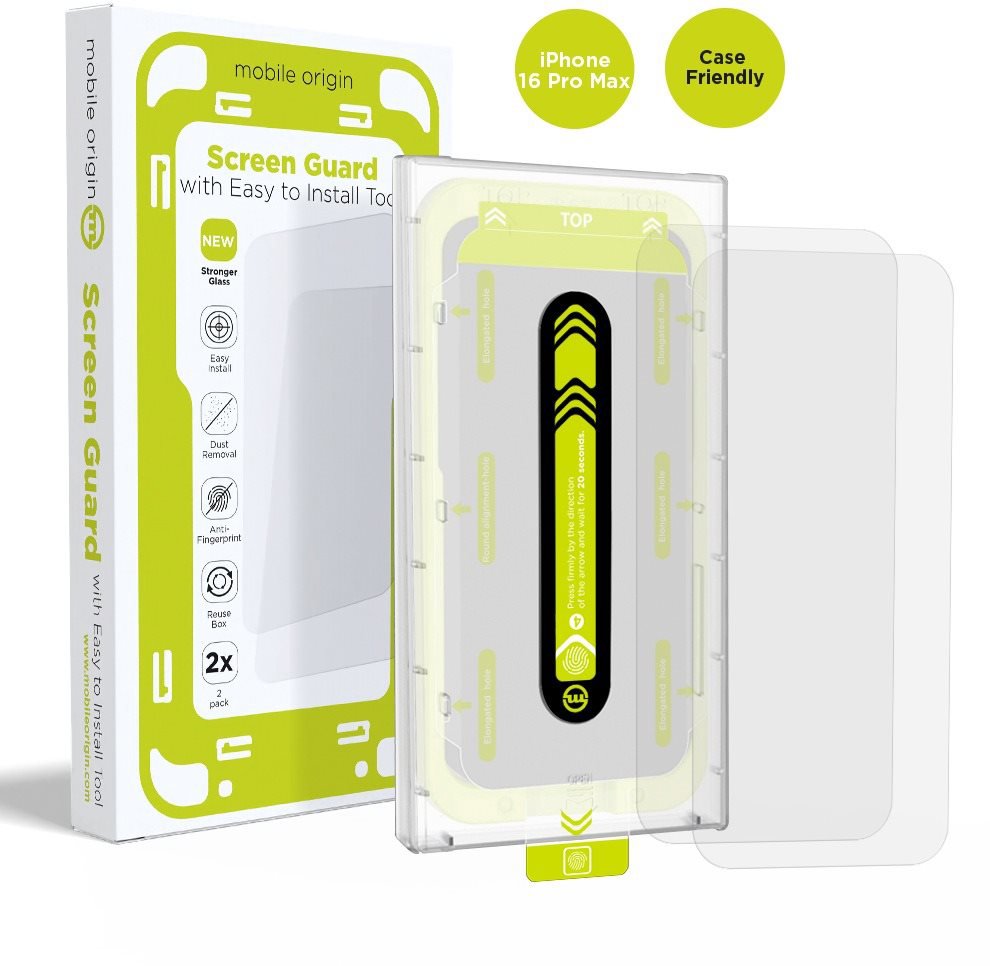 Mobile Origin Screen Guard With Easy Applicator 2 Pack iPhone 16 Pro Max