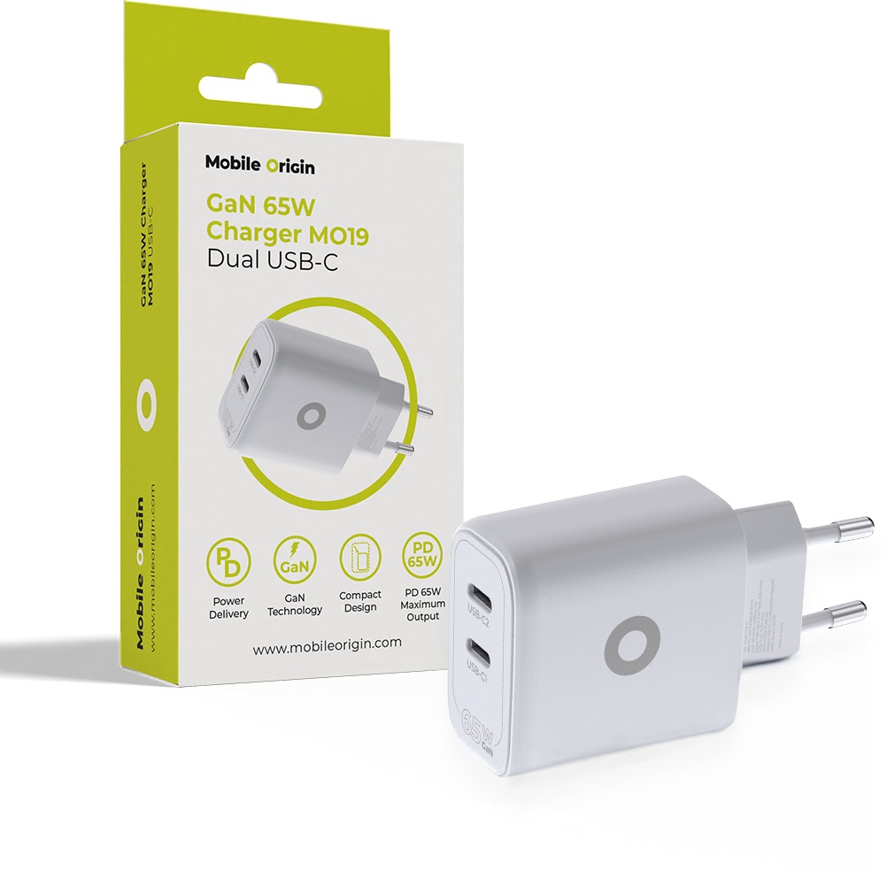 Mobile Origin GaN 65W Charger TÜV MO19 - Dual USB-C