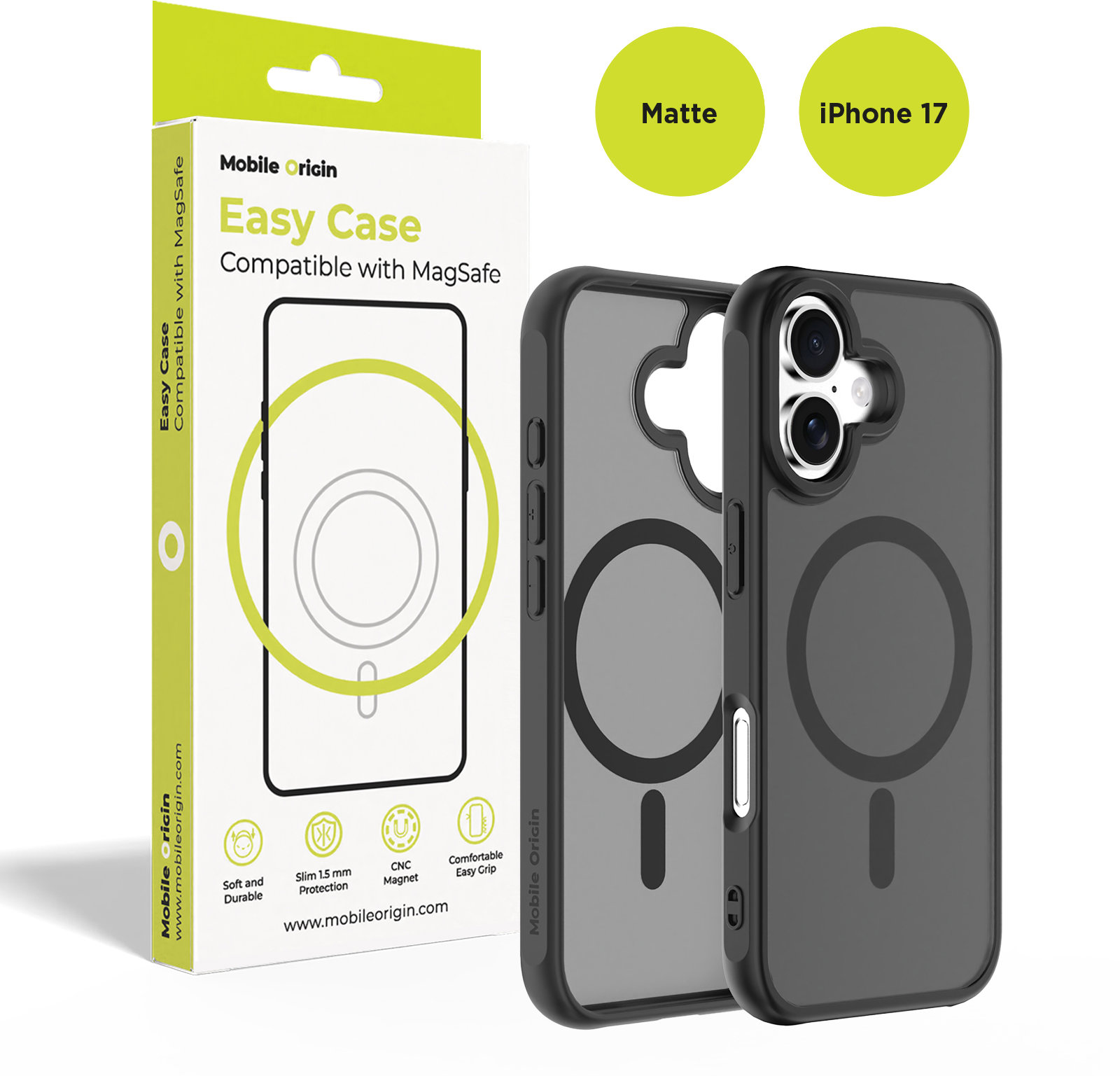 Mobile Origin Hybrid MagSafe Case Matte Black iPhone 17