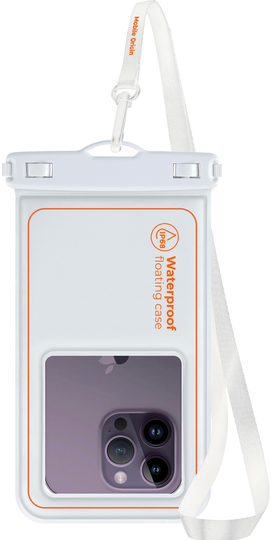 Mobile Origin Waterproof Floating Case 6.8" White / Orange