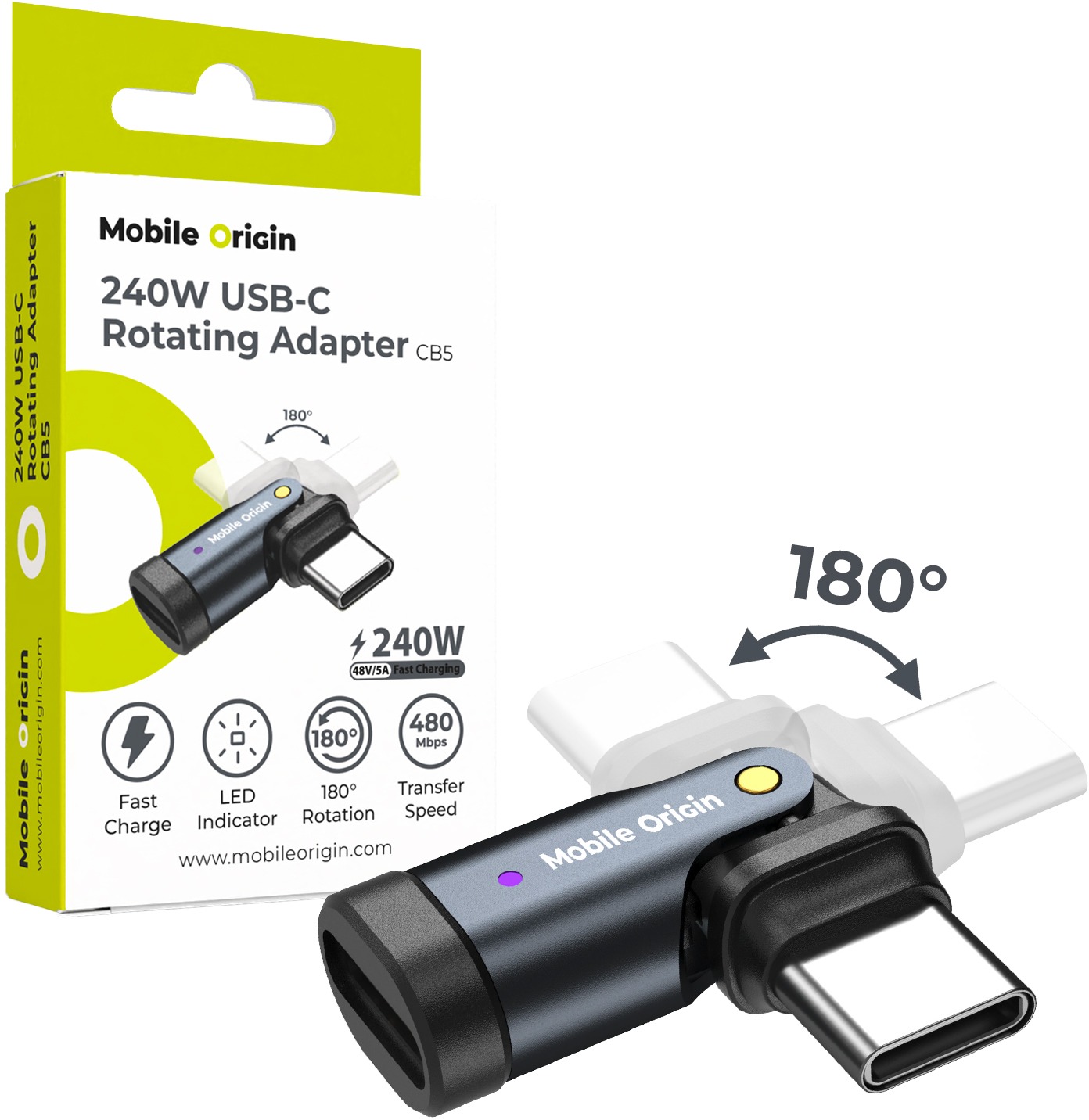 Mobile Origin 240 W USB-C Rotation Adapter CB5