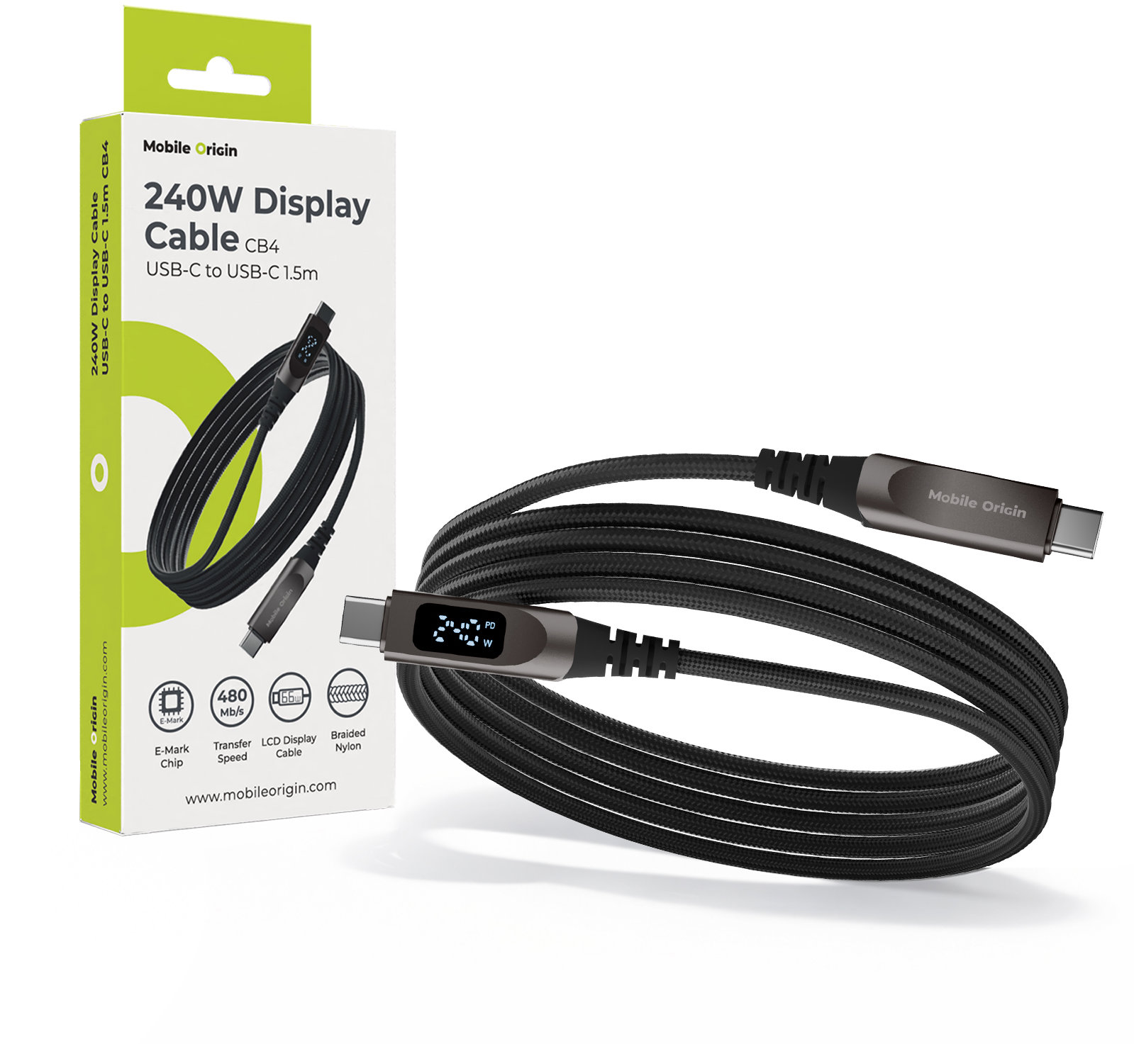 Mobile Origin 240 W Display Cable USB-C to USB-C 1,5 m CB4