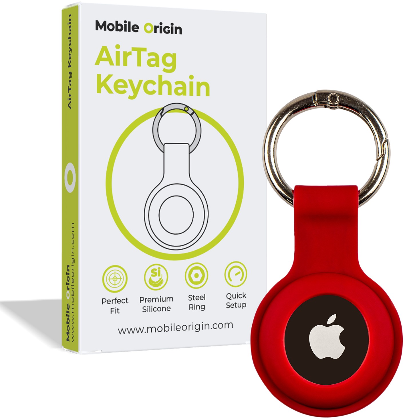 Mobile Origin Airtag KeyChain, red