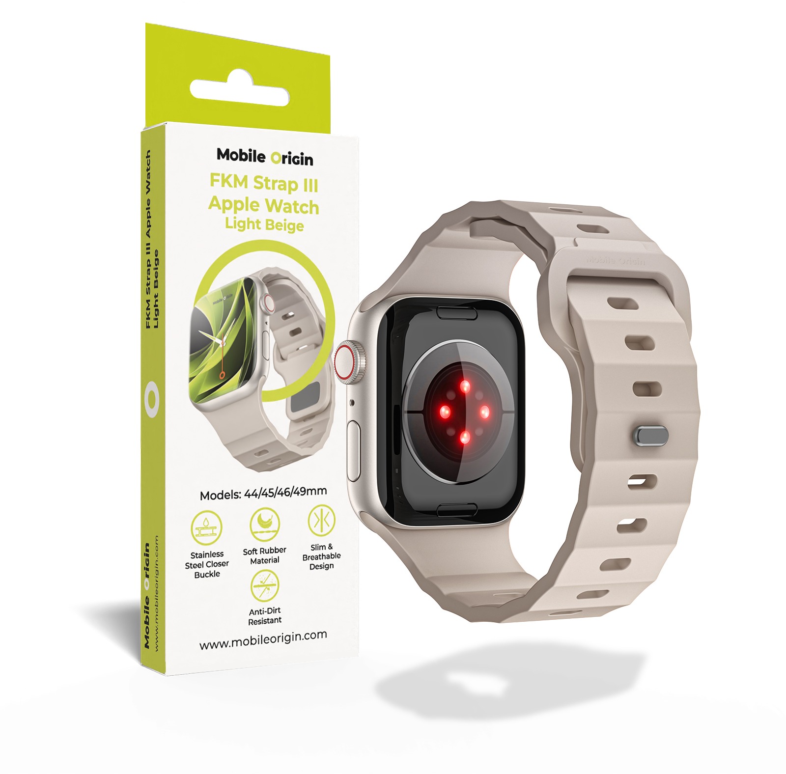 FKM Remienok III na Apple Watch 44/45/46/49 mm – Svetlo béžová