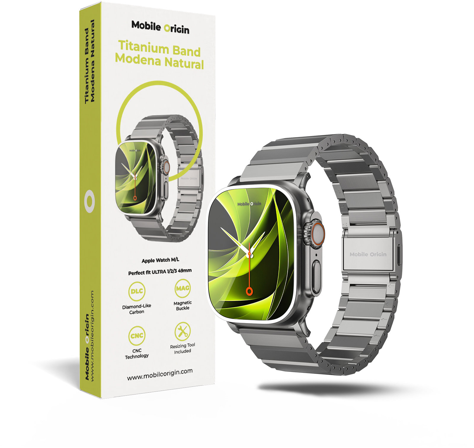 Mobile Origin Titanium Band Modena Apple Watch Ultra 49mm Natural