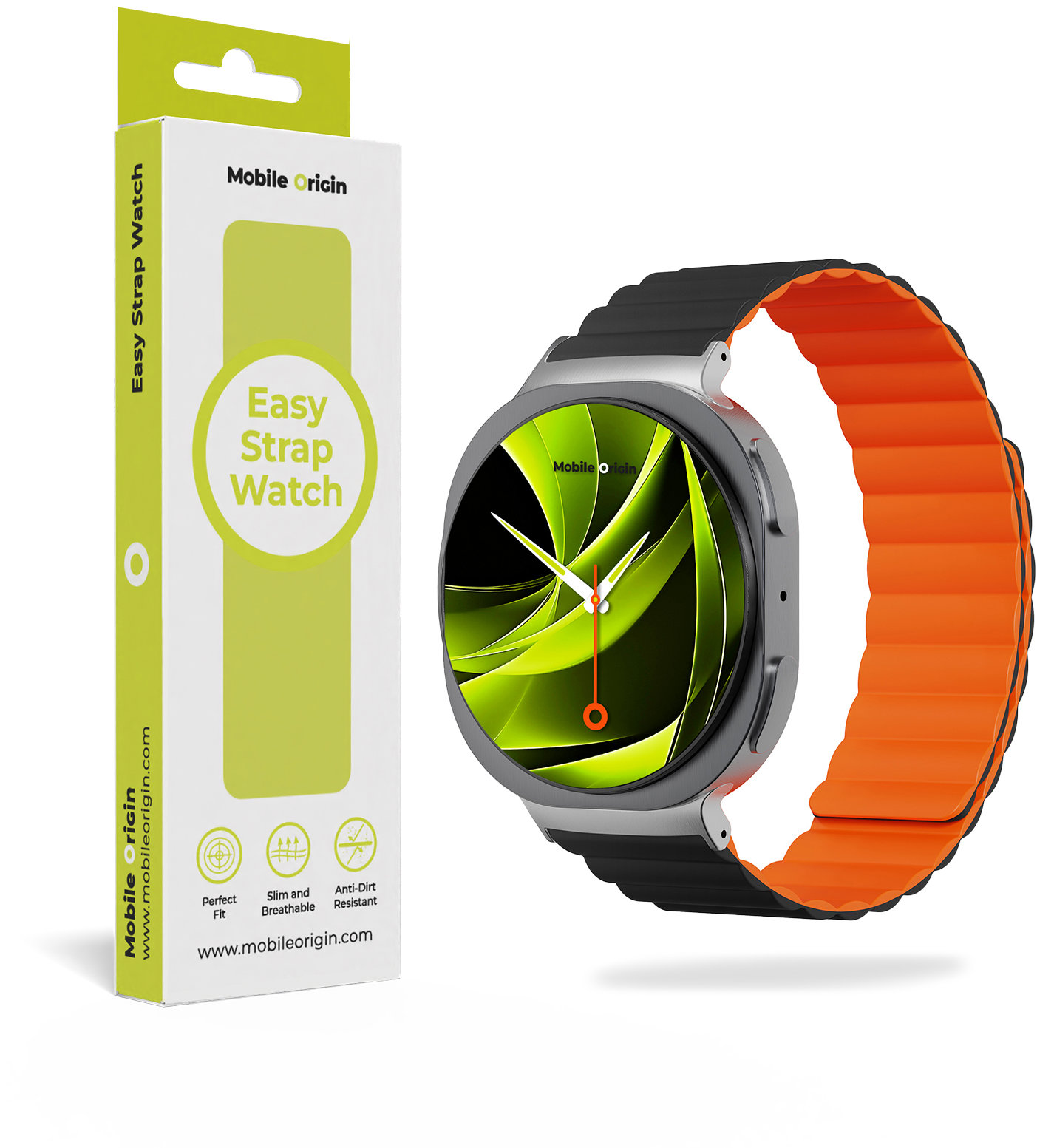 Mobile Origin Easy Strap Magnetic Galaxy Watch 8 Black Orange