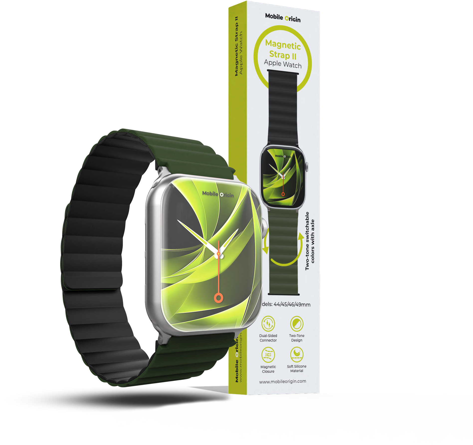 Mobile Origin Magnetic Band II Apple Watch 49 mm/46 mm/45 mm/44 mm Green/Black
