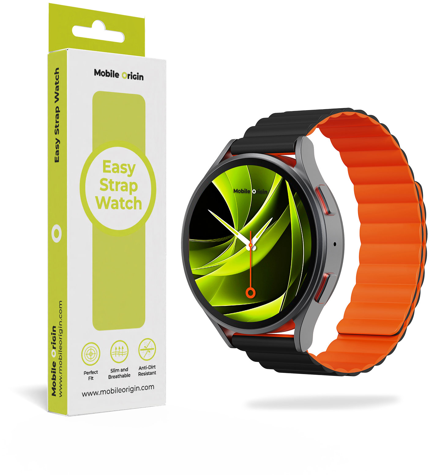 Mobile Origin Easy Strap Magnetic 20 mm Quick Release Black Orange