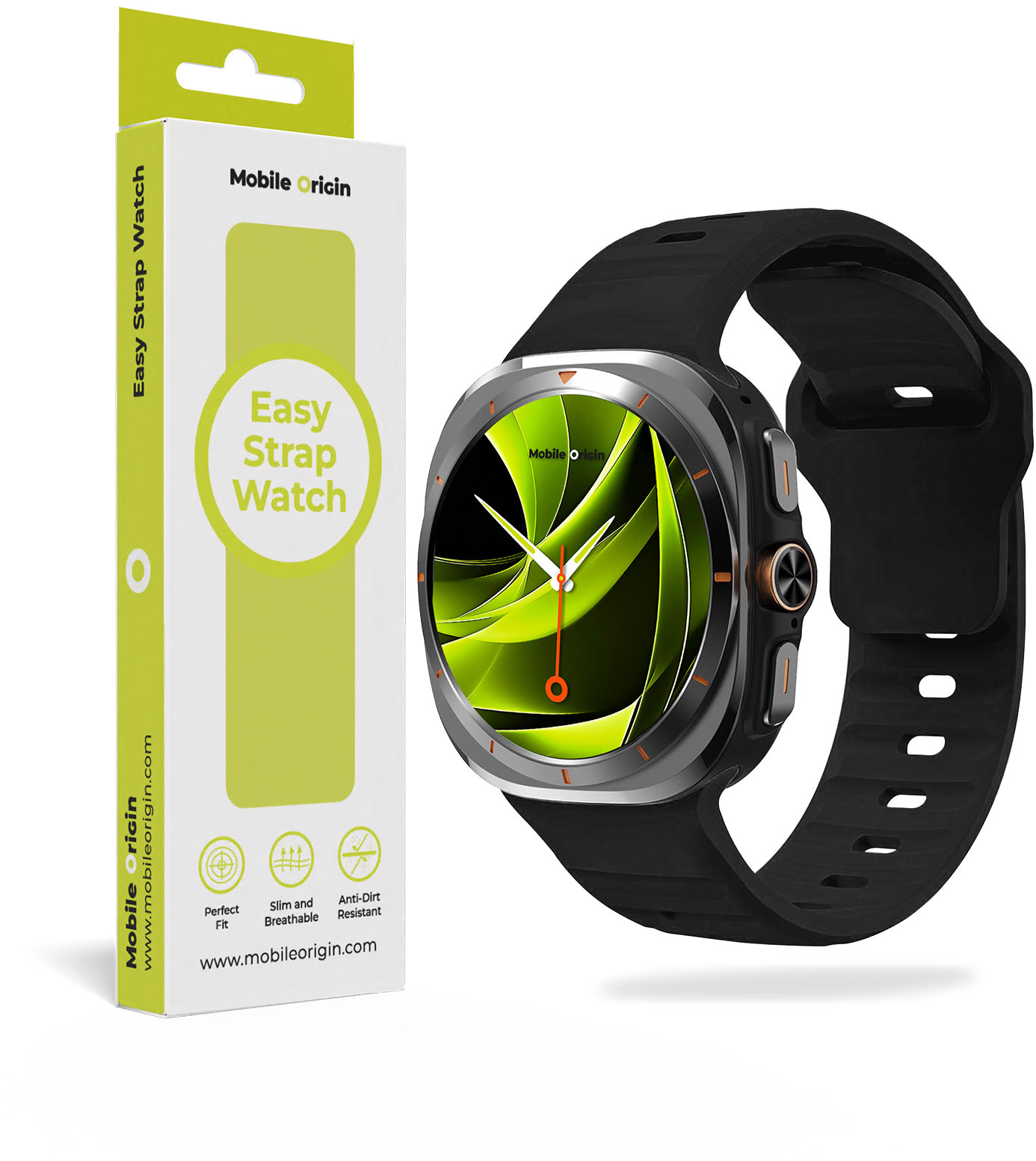 Mobile Origin Easy Strap Silicone Galaxy Watch Ultra 47 mm Black