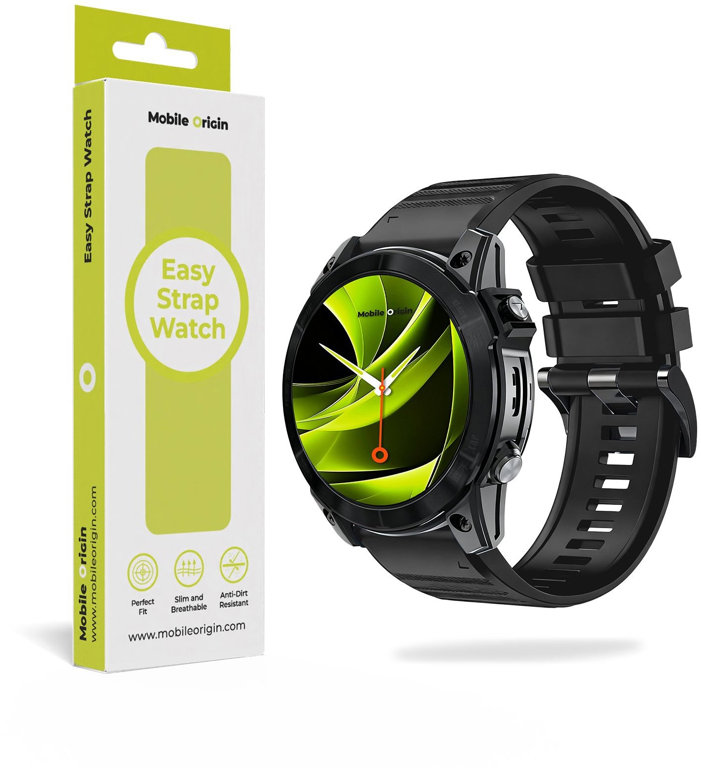 Mobile Origin Easy Strap Silicone for Garmin, 20mm Black