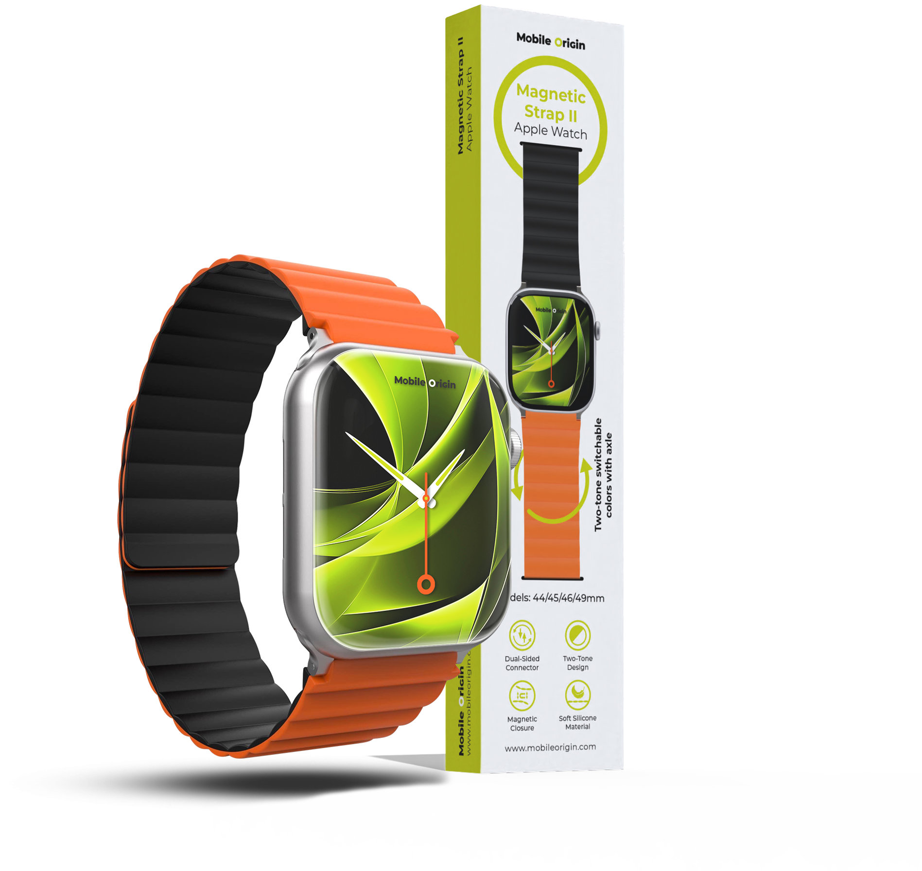 Mobile Origin Magnetic Band II Apple Watch 49 mm/46 mm/45 mm/44 mm Orange/Black