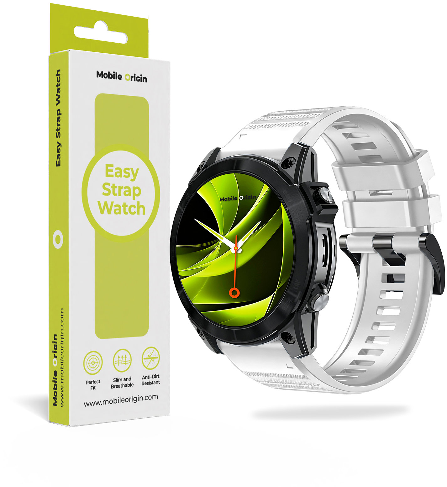 Mobile Origin Easy Strap Quick Fit for Garmin, 22mm White