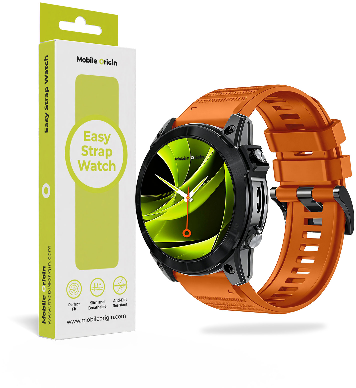Mobile Origin Easy Strap Quick Fit for Garmin, 26mm Orange