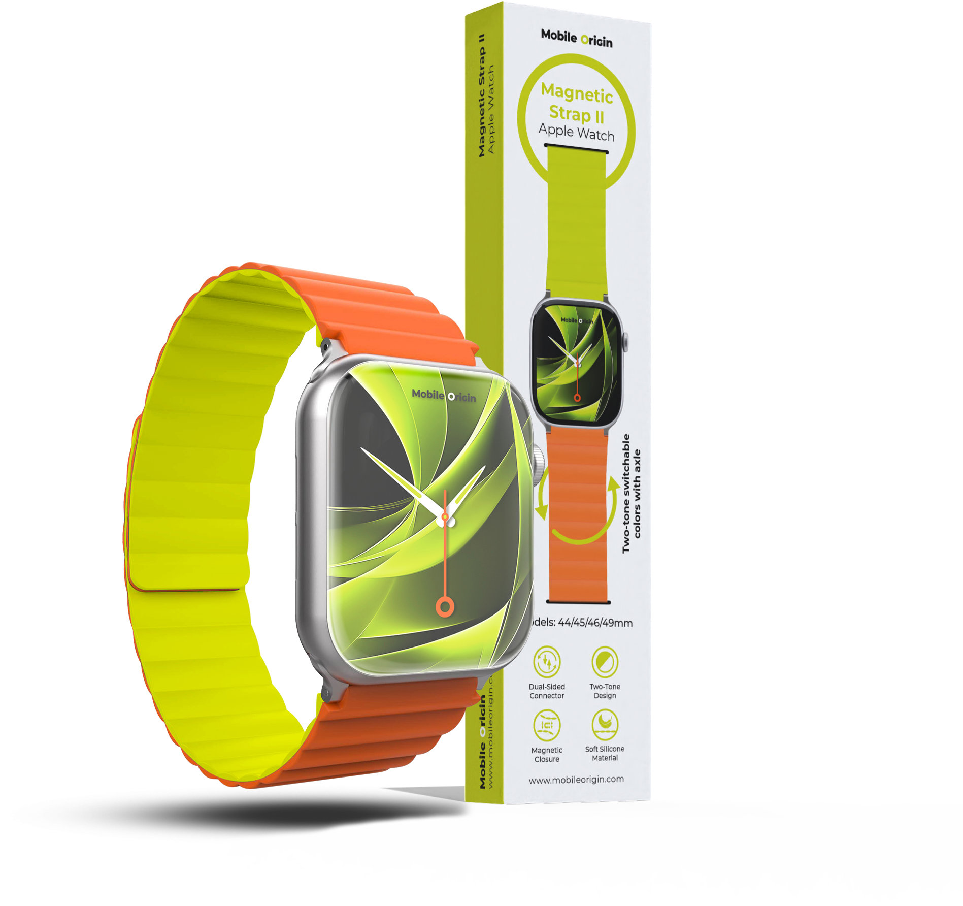 Mobile Origin Magnetic Band II Apple Watch 49 mm/46 mm/45 mm/44 mm Orange/Green