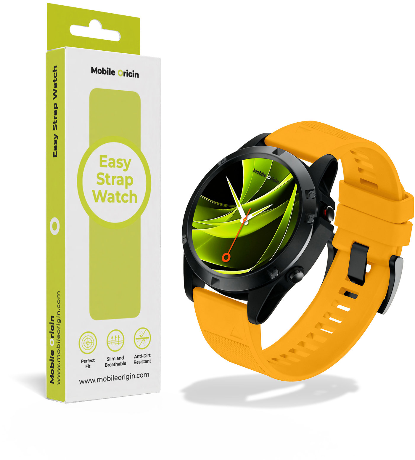 Mobile Origin Easy Strap Quick Fit for Garmin, 20mm Yellow