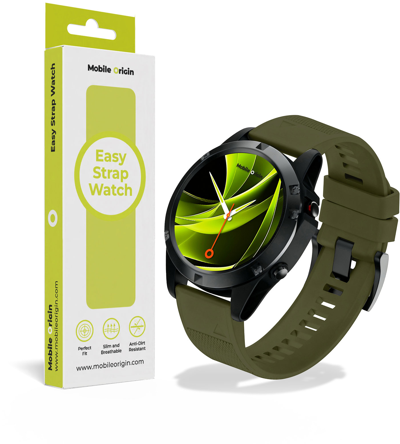 Mobile Origin Easy Strap Quick Fit for Garmin, 26mm Dark Green