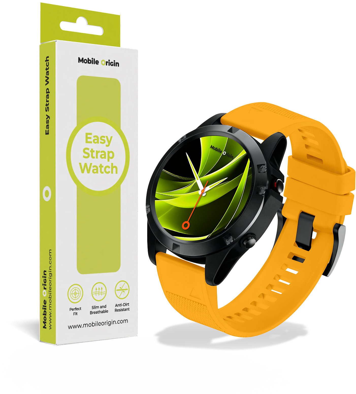 Mobile Origin Easy Strap Quick Fit for Garmin, 26mm Yellow