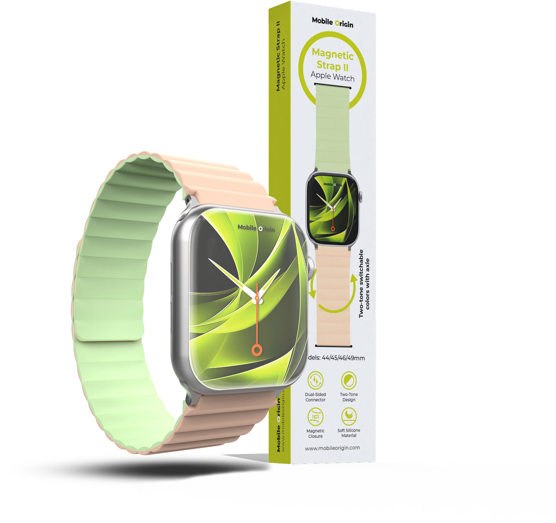 Mobile Origin Magnetic Band II Apple Watch 49 mm/46 mm/45 mm/44 mm Pink/Light Green